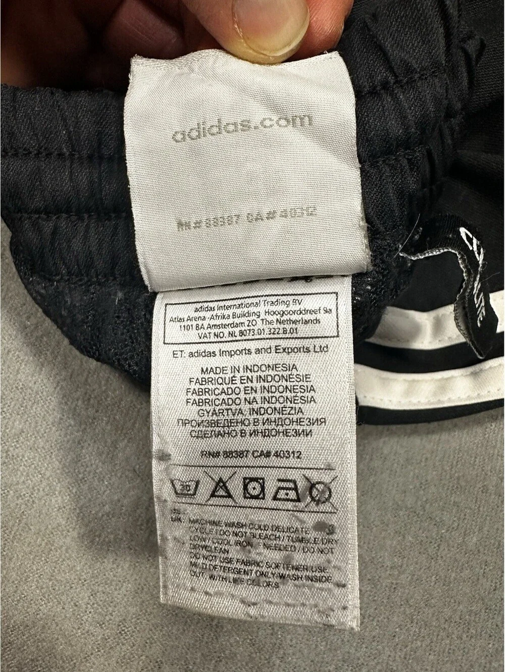 Adidas Black Track Pants 3-Stripe Athletic Joggers Zip Ankle Mens M